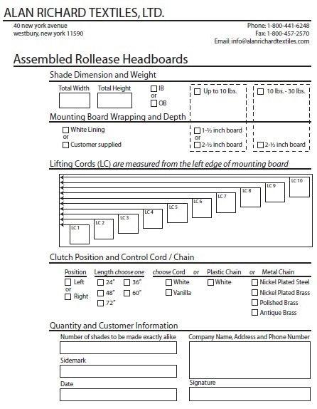 Assembled Rollease Headboard With 3/8" Shaft - Alan Richard Textiles, LTD