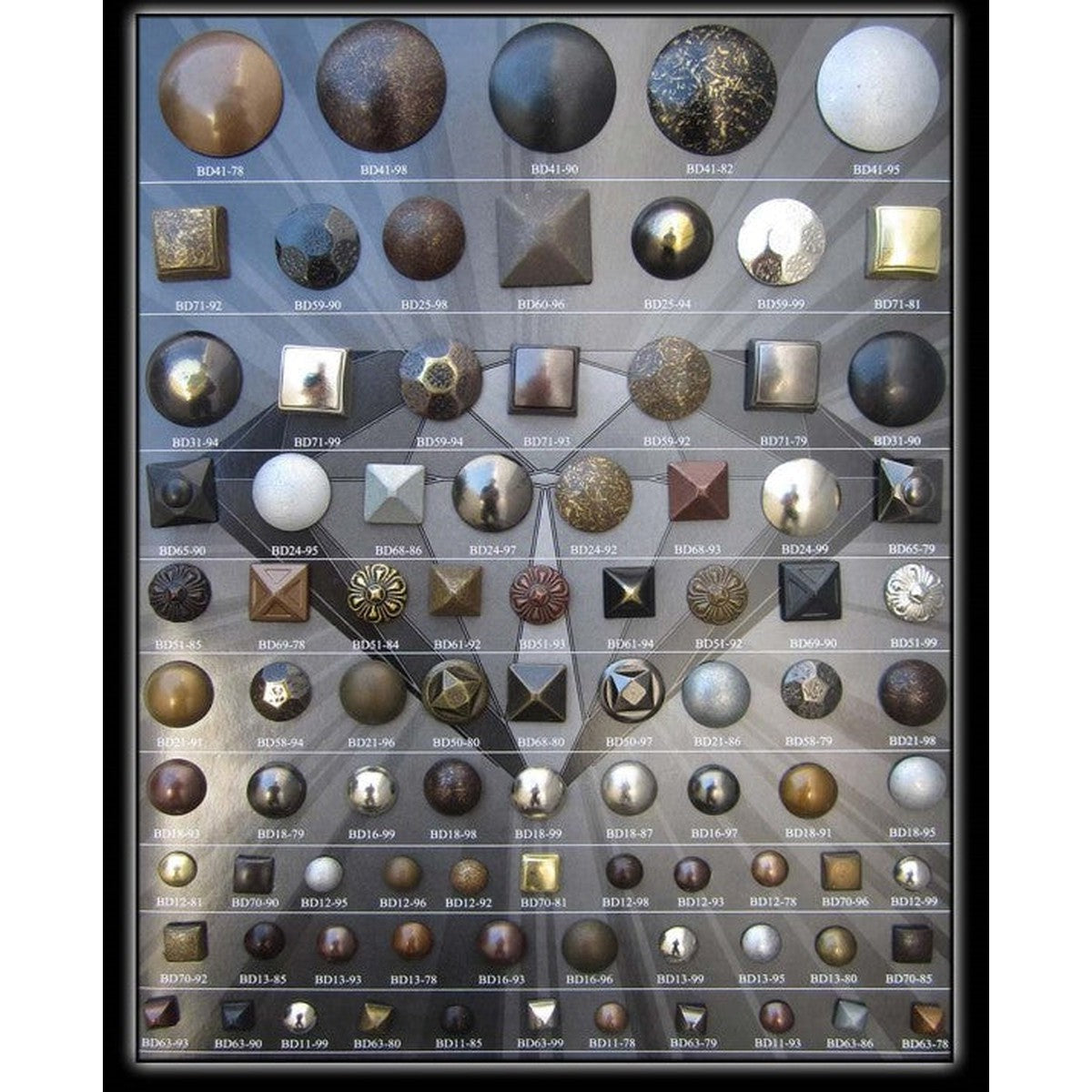 Black Diamond Decorative Nails Display Board # 2 - Alan Richard Textiles, LTD Black Diamond Decorative Nail Collection, Black Diamond Decorative Nail Collection - Specialty Shapes