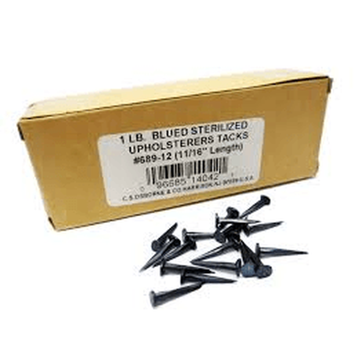 C.S. Osborne Blued Sterilized Upholstery Tacks - 11/16" - Alan Richard Textiles, LTD Blued Cut Carpet And UpholsteryTacks - Sterilized, C.S. Osborne Tacks & Chair Slides, Chair Slides/Guides