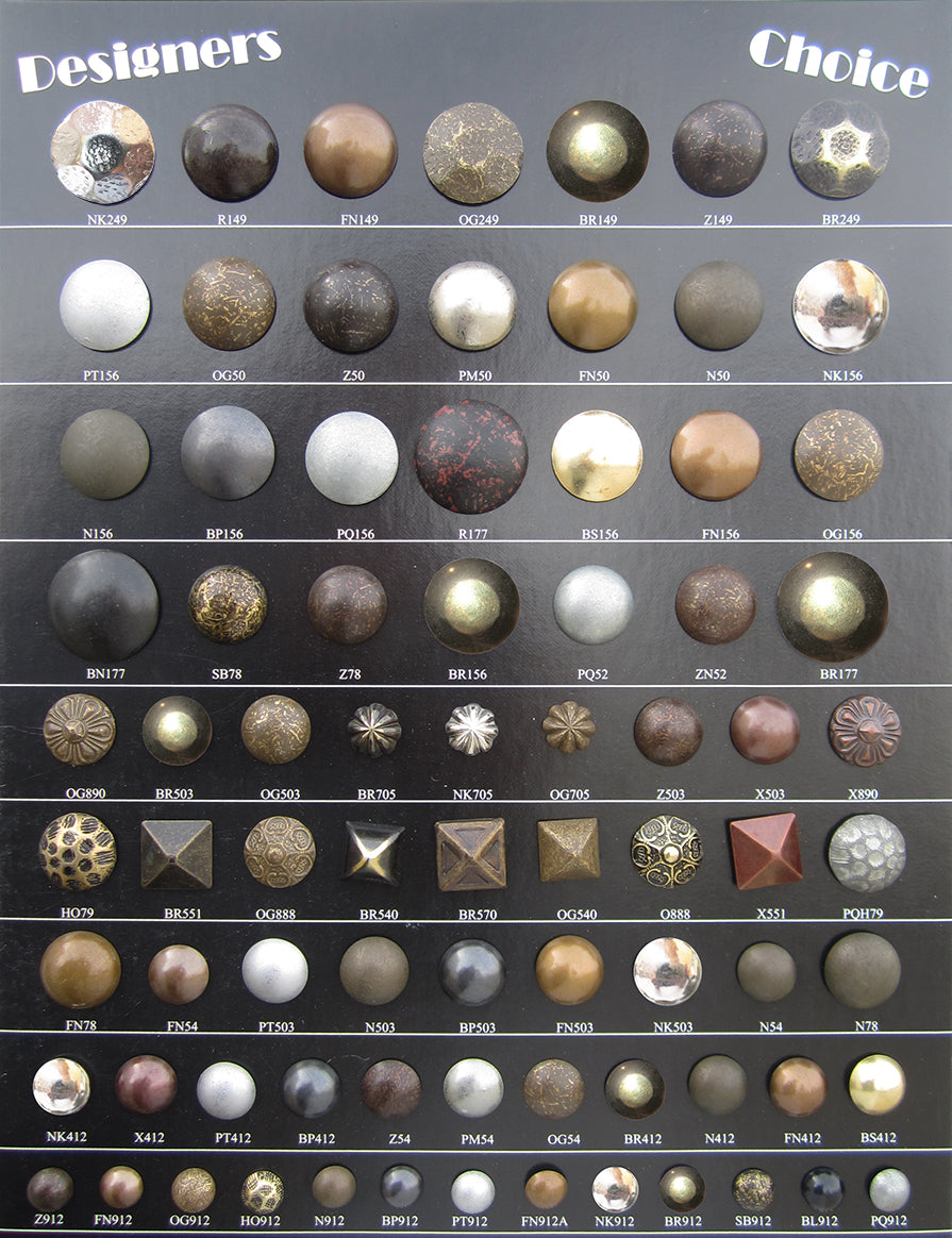 Designers Choice Decorative Nails Display Board #1 - Alan Richard Textiles, LTD Designers Choice Decorative Nail Collection