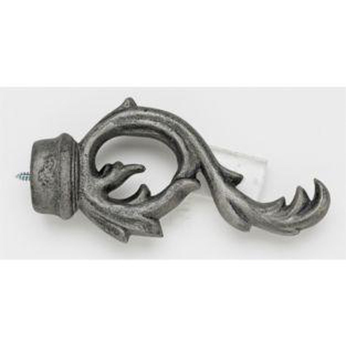 Leaf Scroll Finial With Plug - 011 - Antique Pewter - Alan Richard Textiles, LTD Kirsch Wrought Iron, Kirsch Wrought Iron Finials