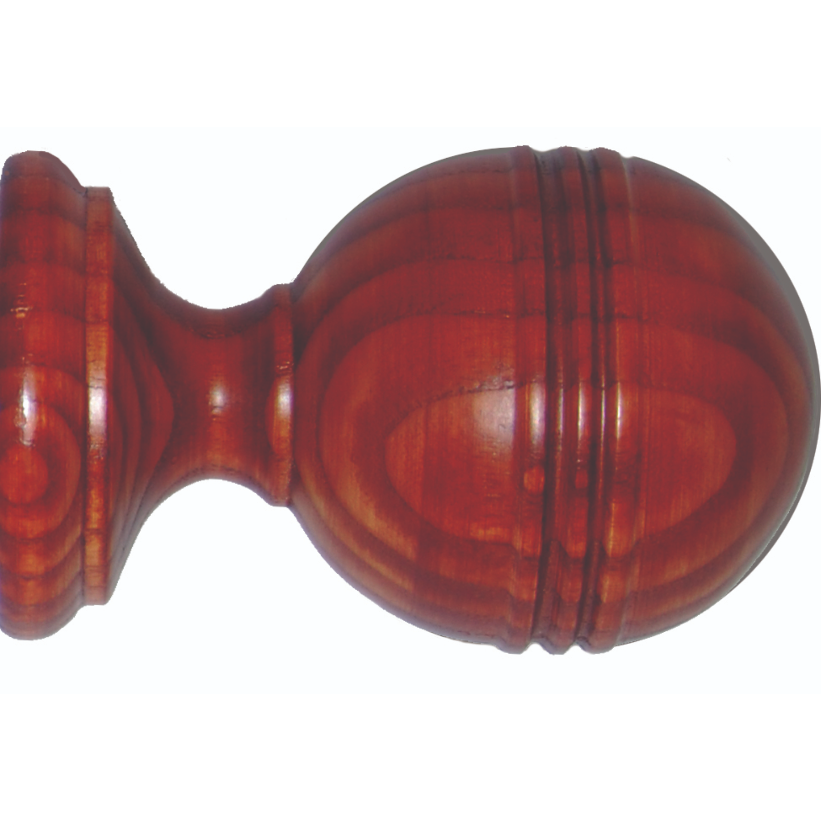 Forest drapery hardware Ringed ball finial 45mm redwood