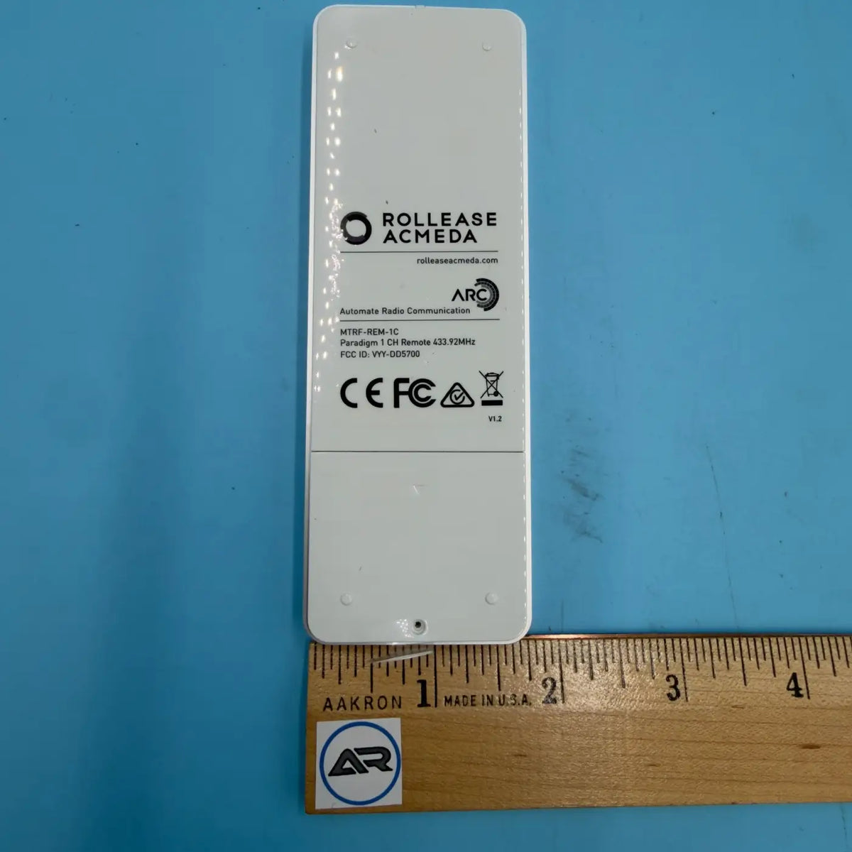 Rollease Paradigm One Channel Remote Control MTRF-REM-1C Back