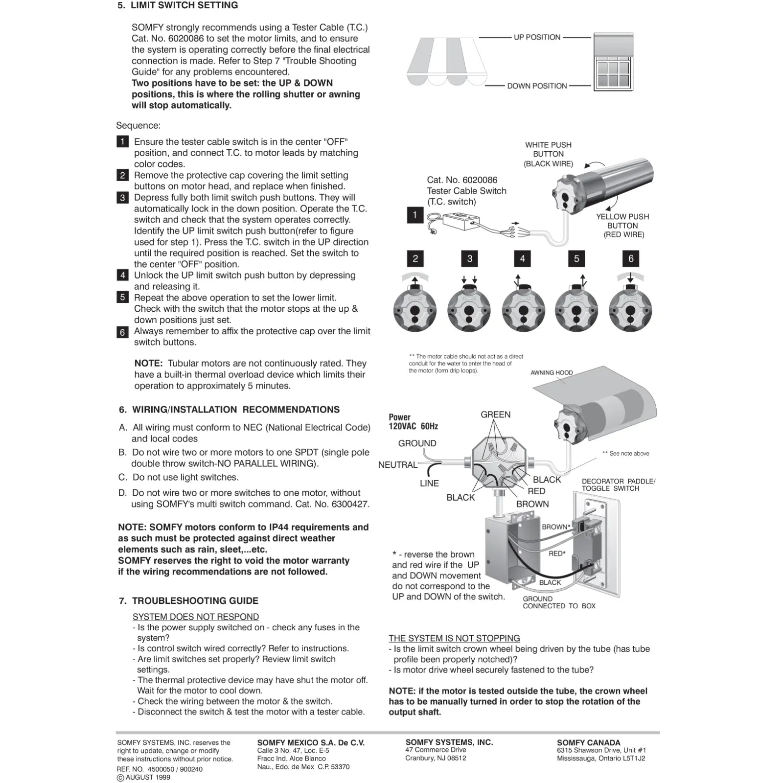 Somfy LT50 & LT60 Installation Instructional Guide