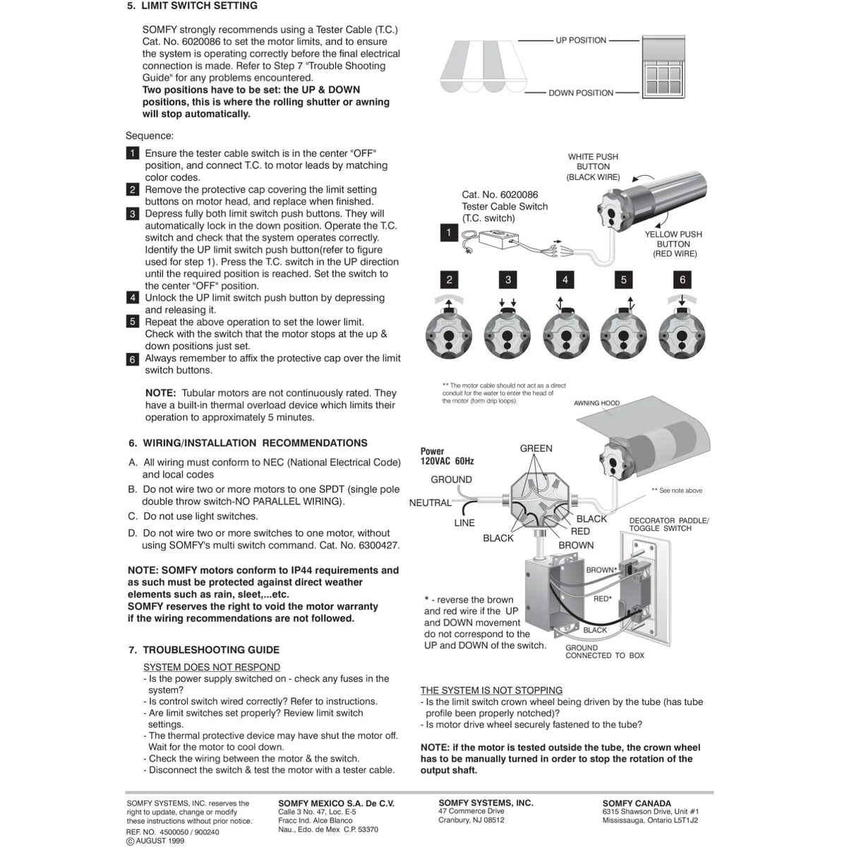 Somfy LT50 & LT60 Installation Instructional Guide