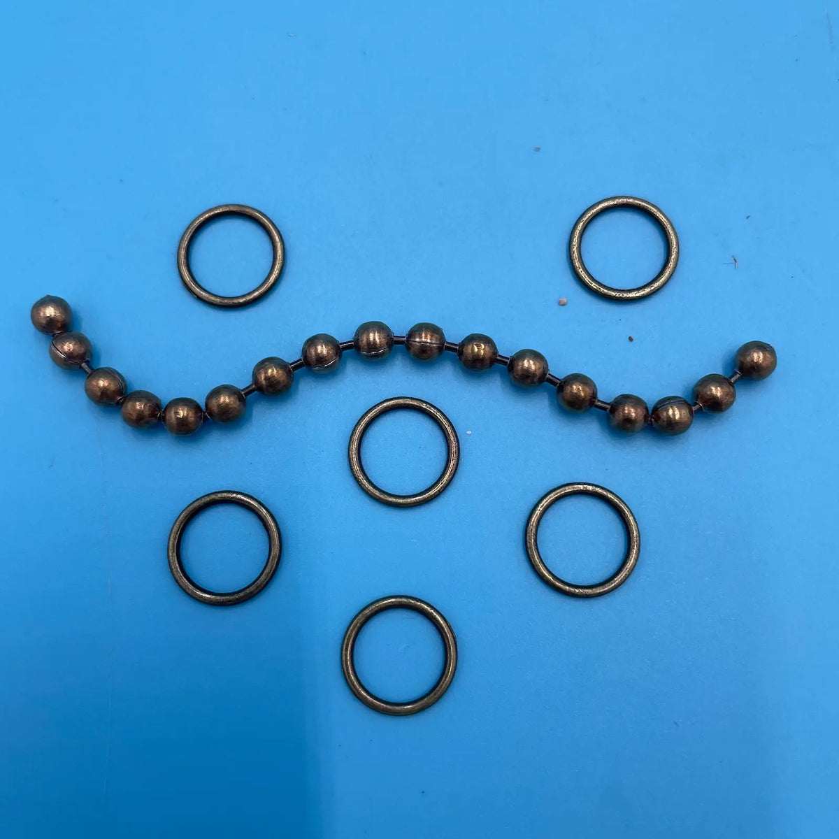 Antique Brown Brass Beaded Chain and Roman Shade Rings