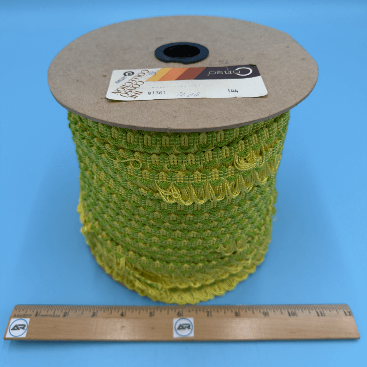Conso Vintage 1" Loop Fringe Trim U06 Green/Yellow Roll