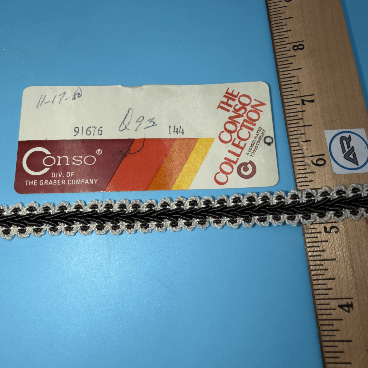Conso Vintage French Gimp Braided Trim Q93 Brown/White