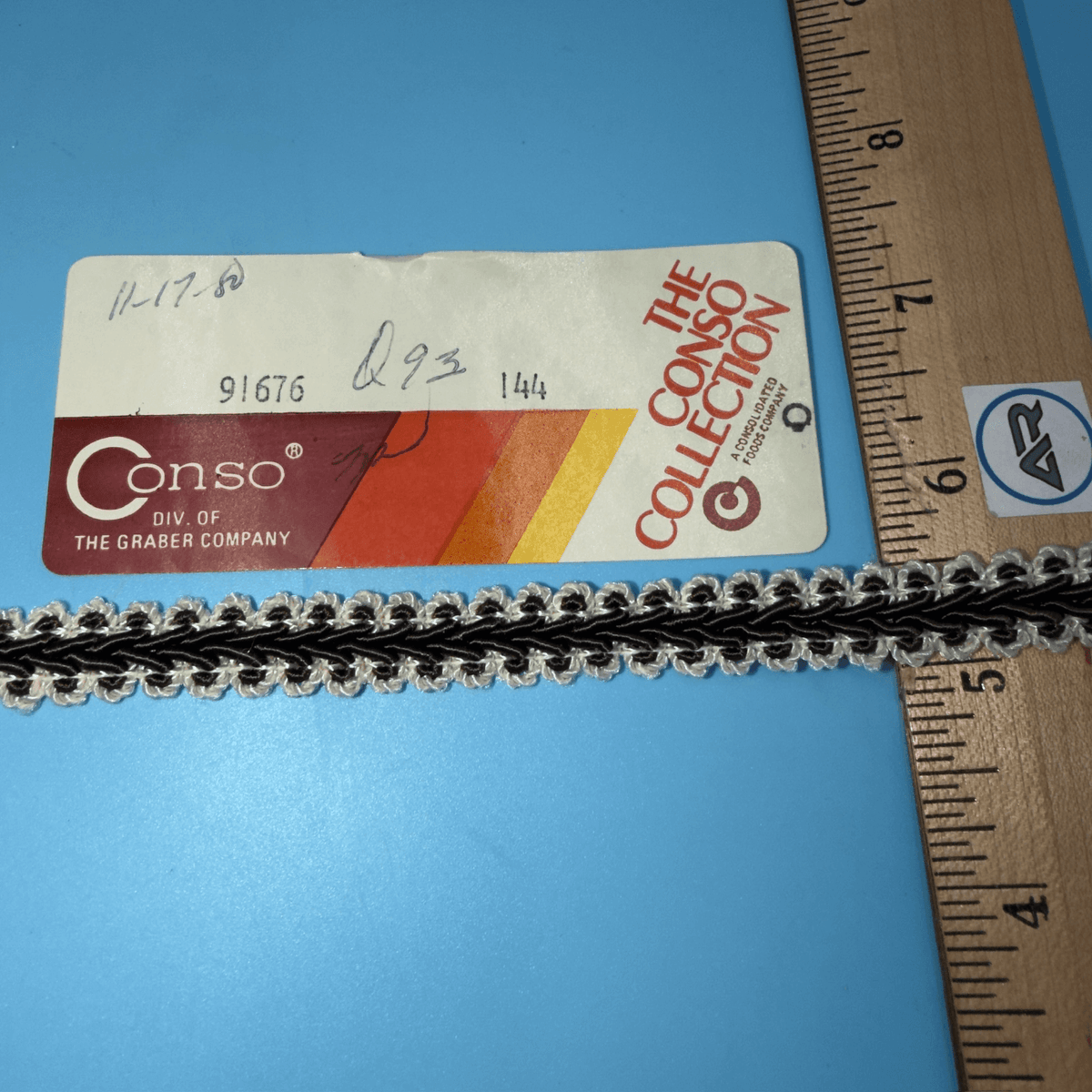 Conso Vintage French Gimp Braided Trim Q93 Brown/White
