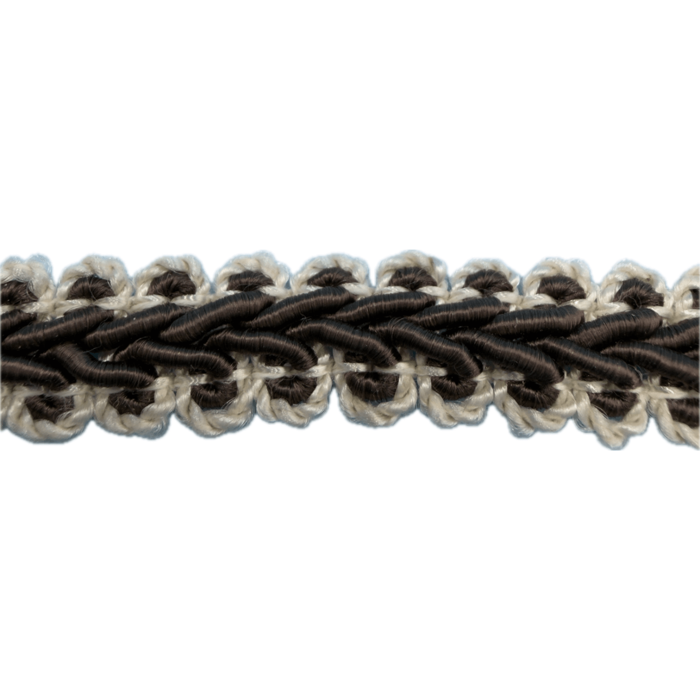 Conso Vintage French Gimp Braided Trim Q93 Brown/White