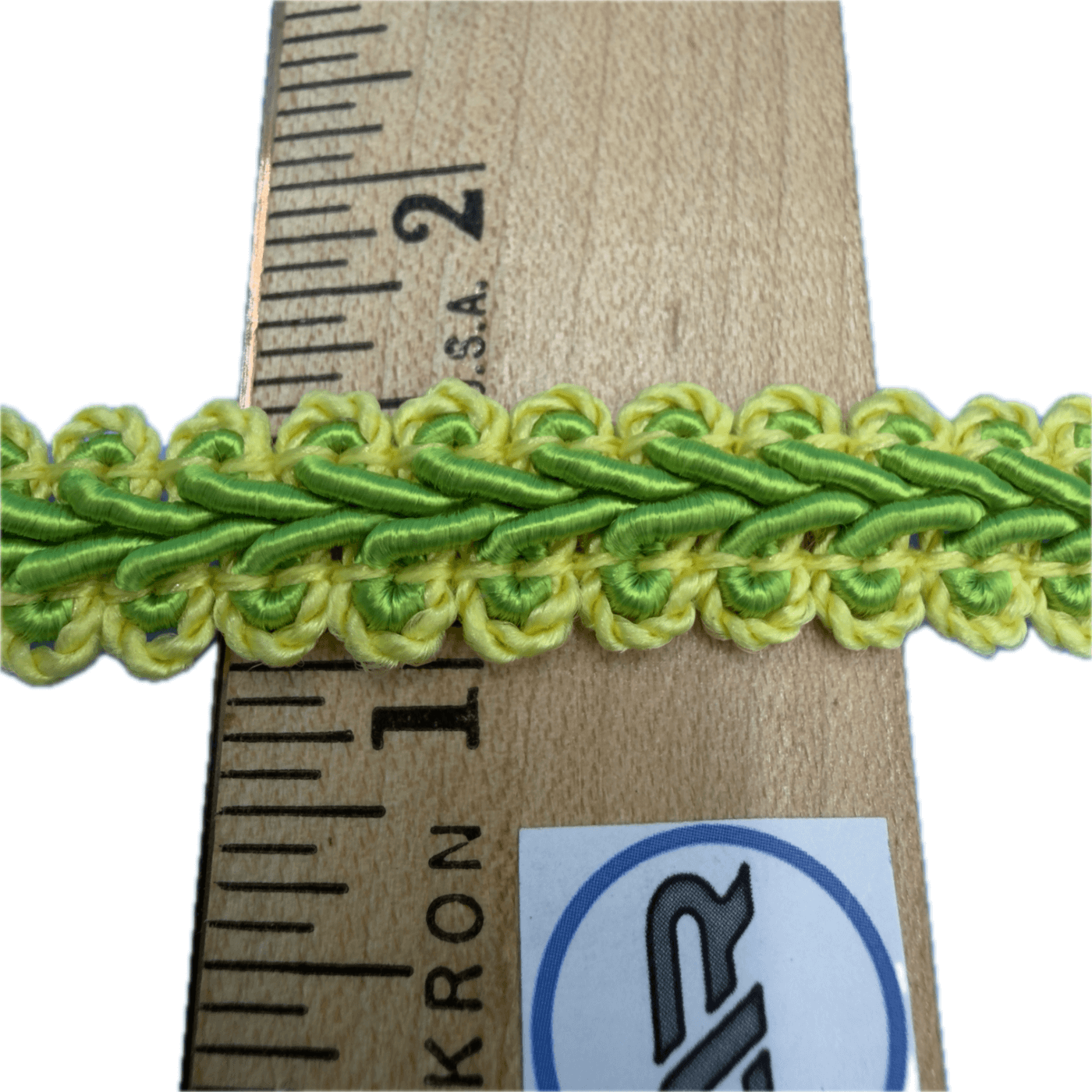 Conso Vintage French Gimp U06 Green/Yellow Close Up