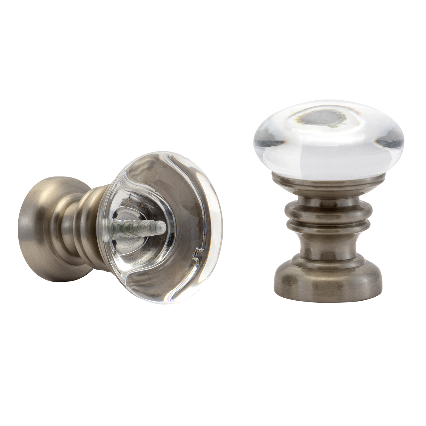 Kirsch Designer Metals Europa Finial 1-3/8" or 2" - Per Pair Satin Nickel