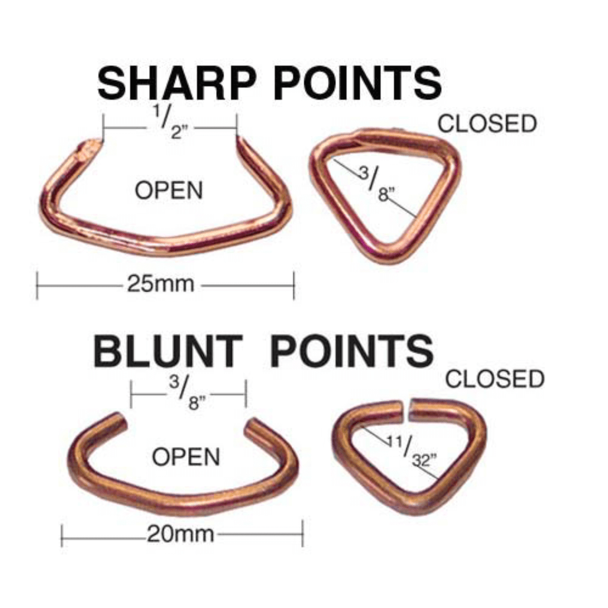 Copper Coated 14Ga Hog Rings 1/2" or 3/8" 773K