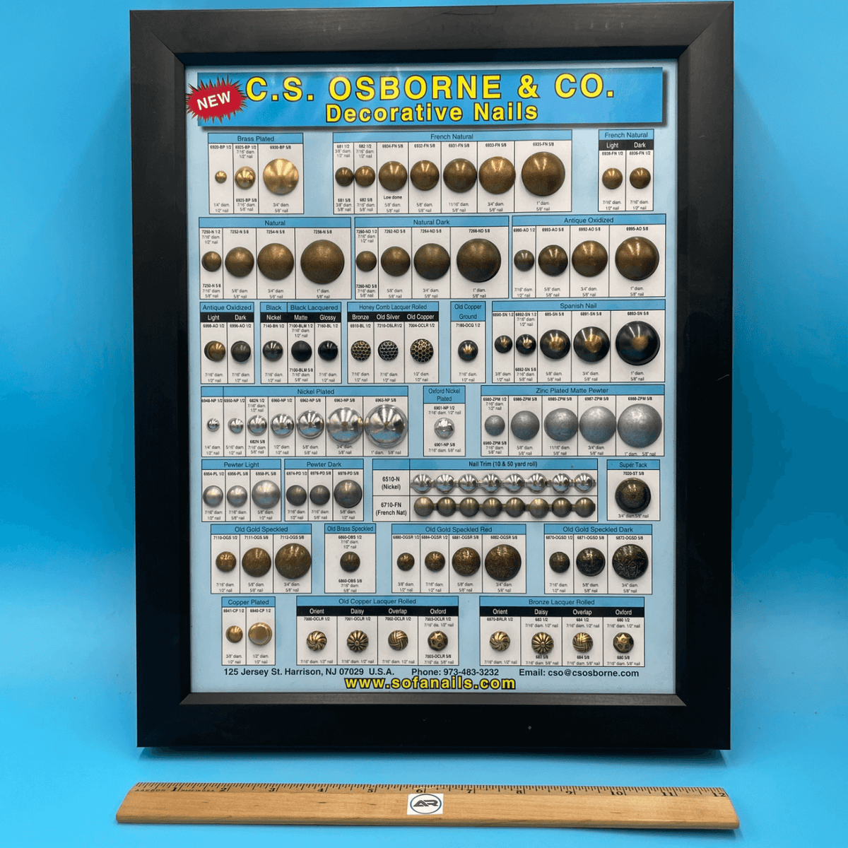 C.S. Osborne Decorative Upholstery Nails Display Board