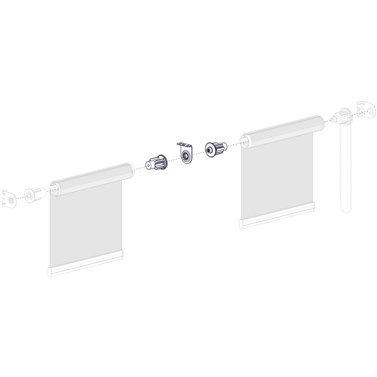 Rollease Roller Shade Easy-Link Clutch Tube Splice Coupler Diagram