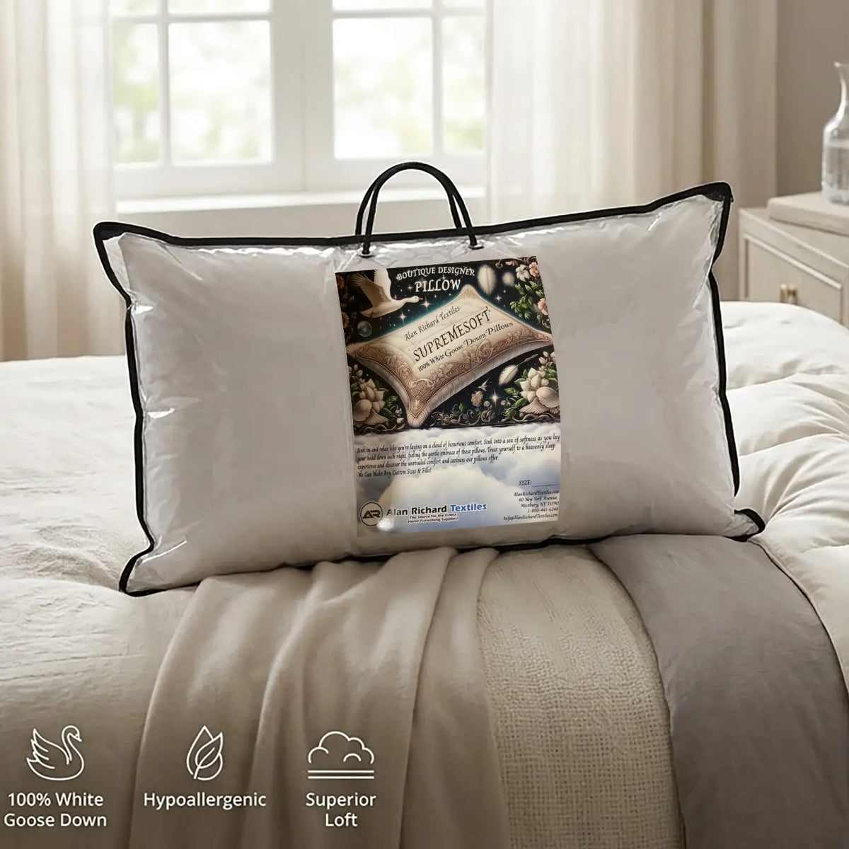 SupremeSoft® 100% White Goose Down Pillow Insert