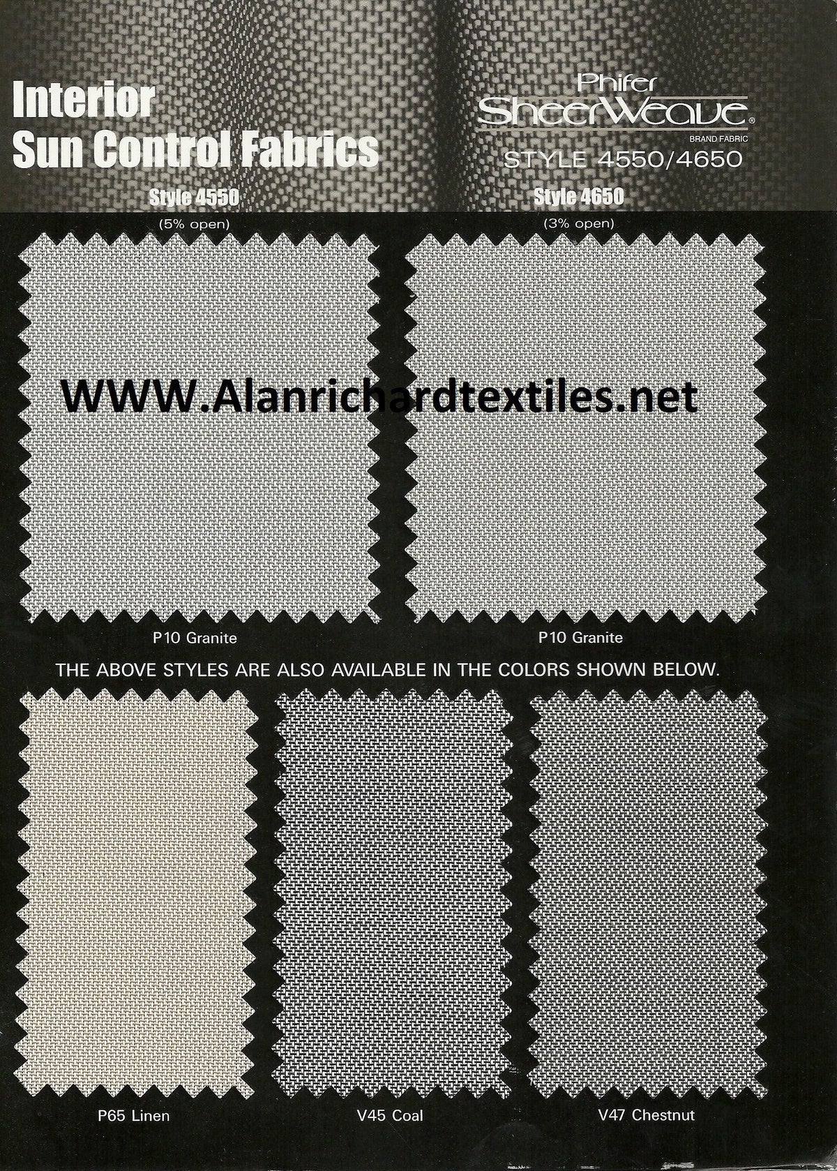 10-36"(Width) 4650 SheerWeave® Series - Alan Richard Textiles, LTD 4650 Phifer SheerWeave Series (3% openness)