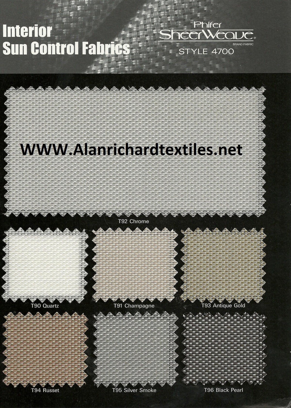 10-36"(Width) 4700 SheerWeave® Series - Alan Richard Textiles, LTD 4700 Phifer SheerWeave Series (5% openness)