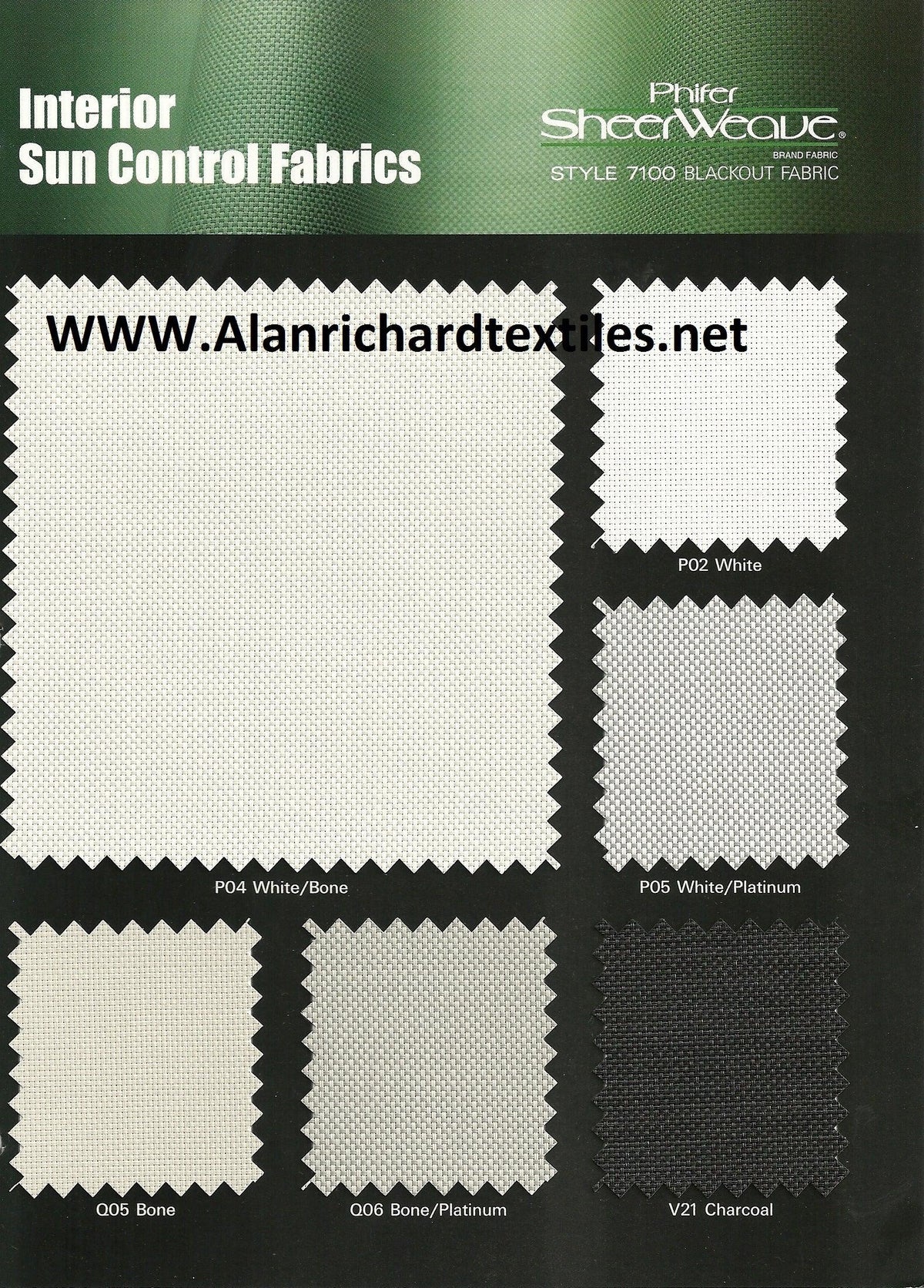 10-36"(Width) 7100 SheerWeave® Series - Alan Richard Textiles, LTD 7100 Phifer SheerWeave Series (blackout)