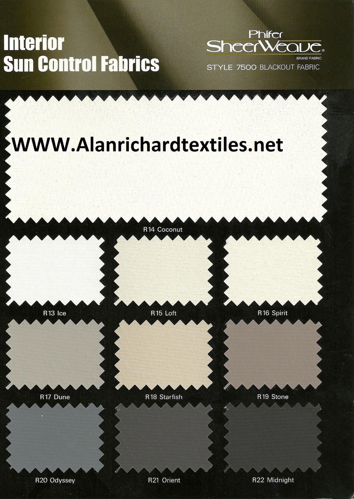 10-36"(Width) 7500 SheerWeave® Series - Alan Richard Textiles, LTD 7500 Phifer SheerWeave Series (blackout)