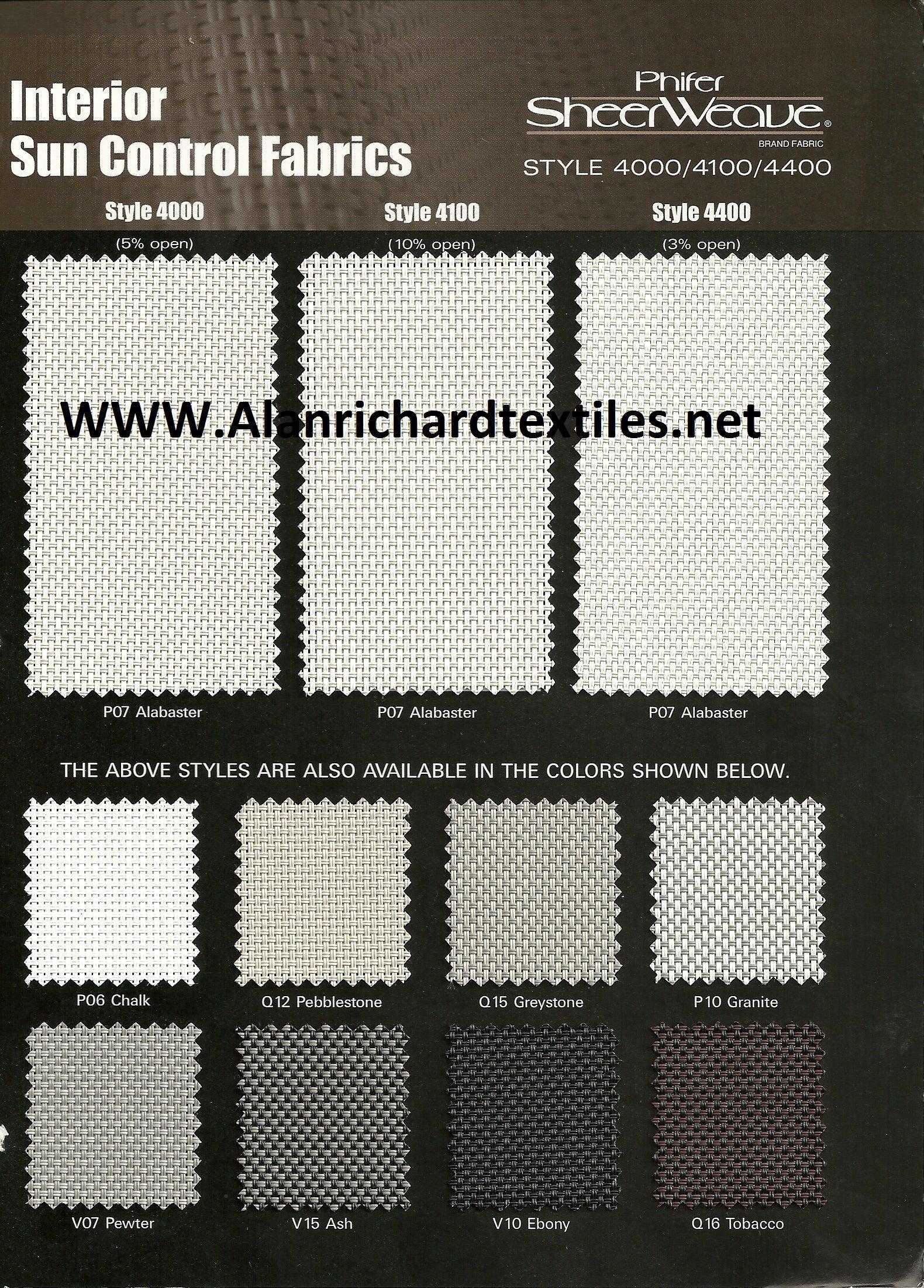 4000/4100/4400 Series Sample - Alan Richard Textiles, LTD SheerWeave� Sample Cards