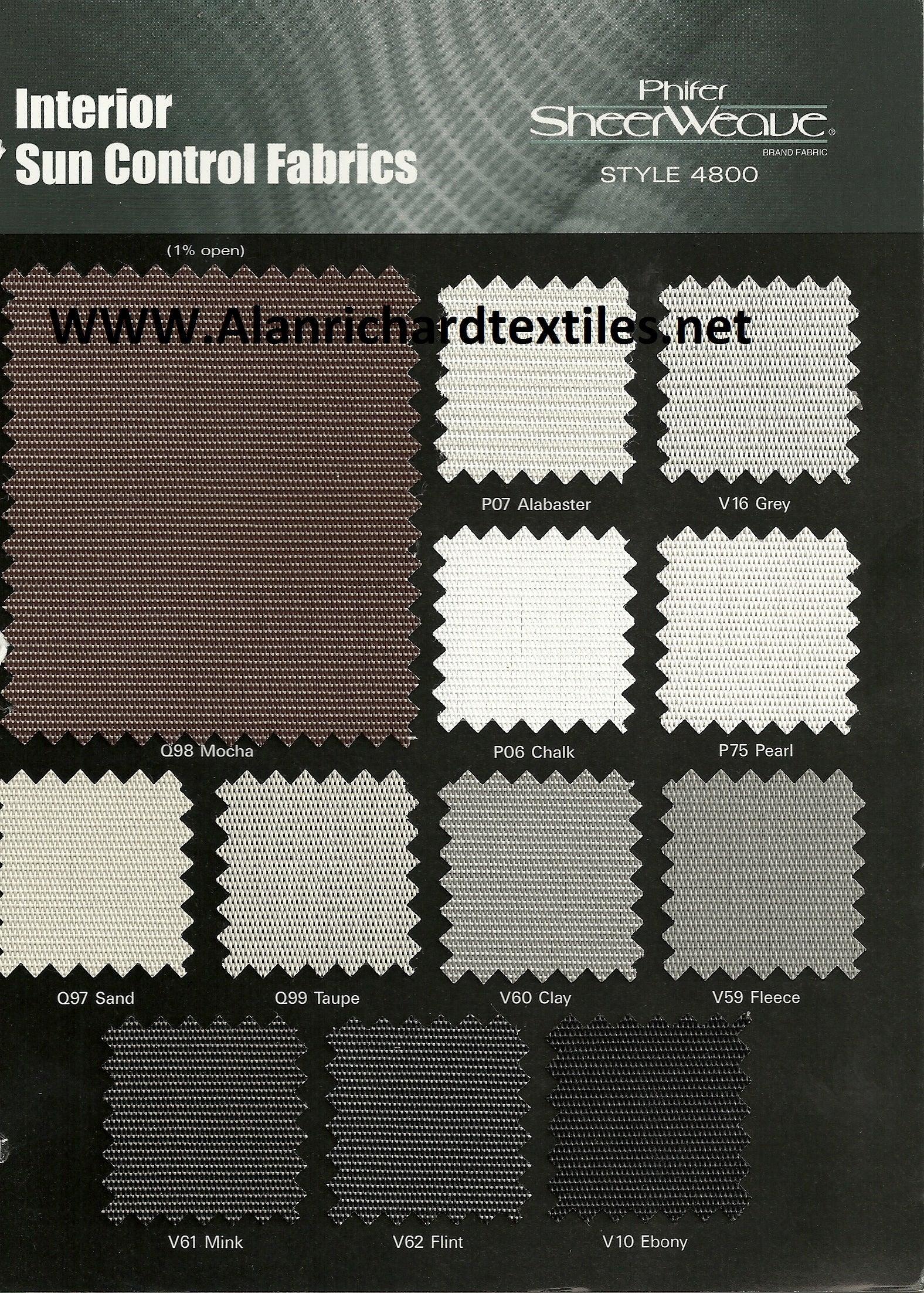46"-59"(Width) 4800 SheerWeave® Series - Alan Richard Textiles, LTD 4800 Phifer SheerWeave� Series (1%o openness)