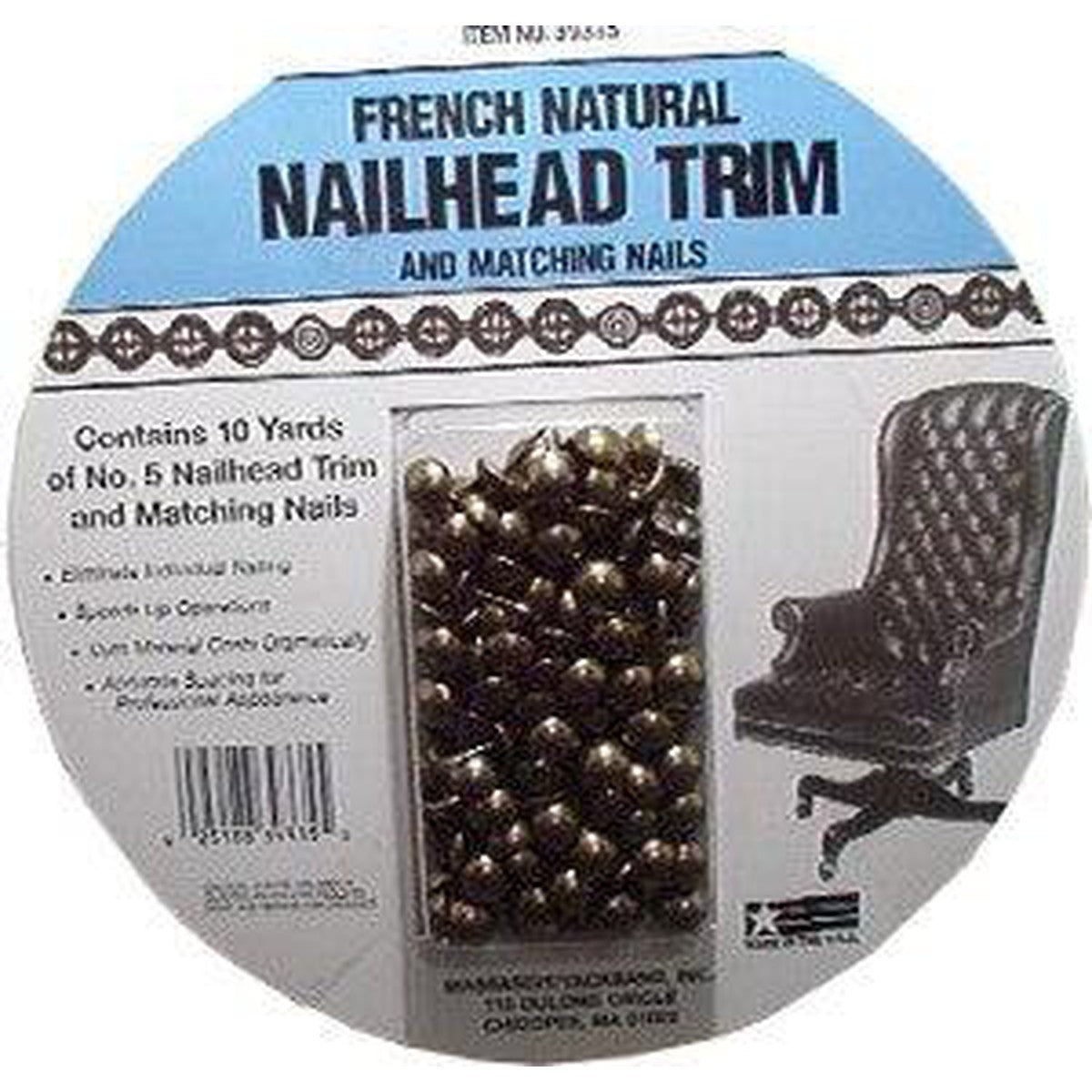 #5 7/16" Nailhead Trim 10 Yard Roll 10Yards/Roll - Alan Richard Textiles, LTD Massasoit/Tackband Decorative Nails
