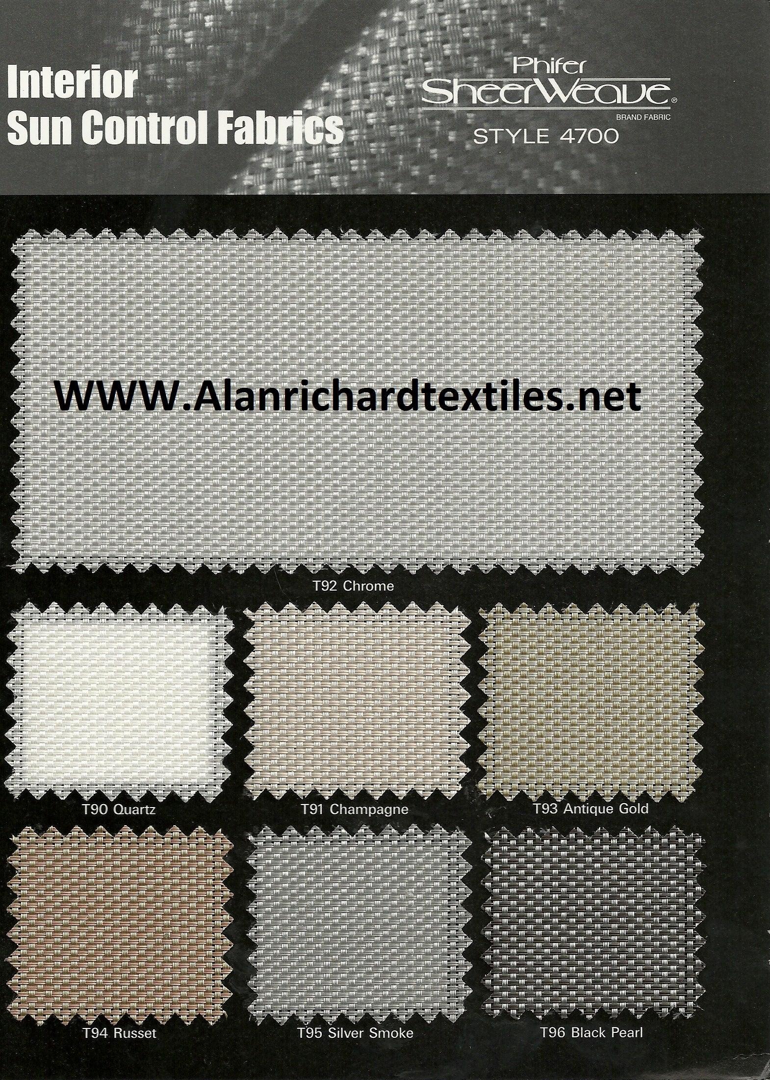 96"-107"(Width) 4700 SheerWeave® Series - Alan Richard Textiles, LTD 4700 Phifer SheerWeave� Series (5% openness)