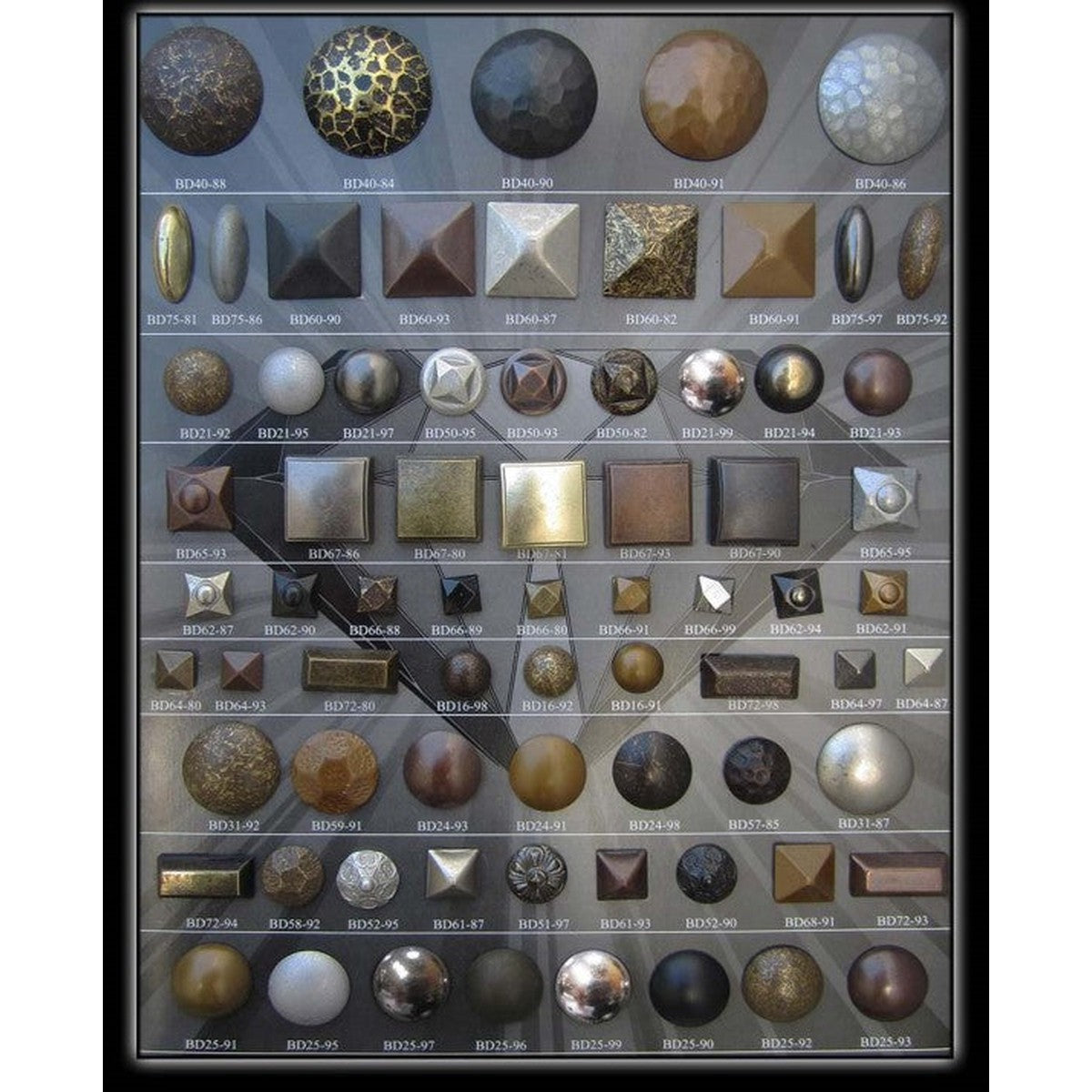 Black Diamond Decorative Nails Display Board #1 - Alan Richard Textiles, LTD Black Diamond Decorative Nail Collection, Black Diamond Decorative Nail Collection - Specialty Shapes