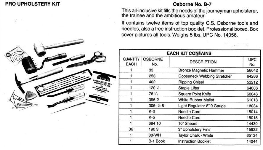 C.S. Osborne Pro Upholstery Kit - Alan Richard Textiles, LTD C.S. Osborne, C.S. Osborne Upholstery Kits