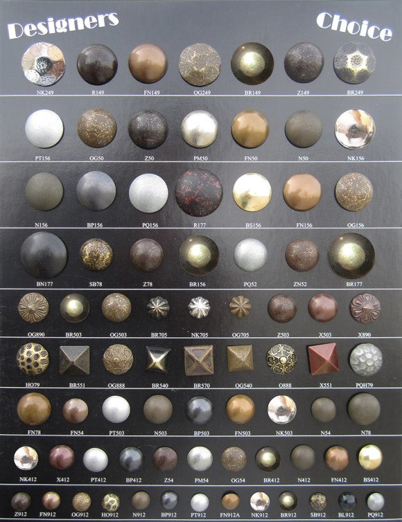 Designers Choice Nail Board # 1 - Alan Richard Textiles, LTD Black Diamond Decorative Nail Collection