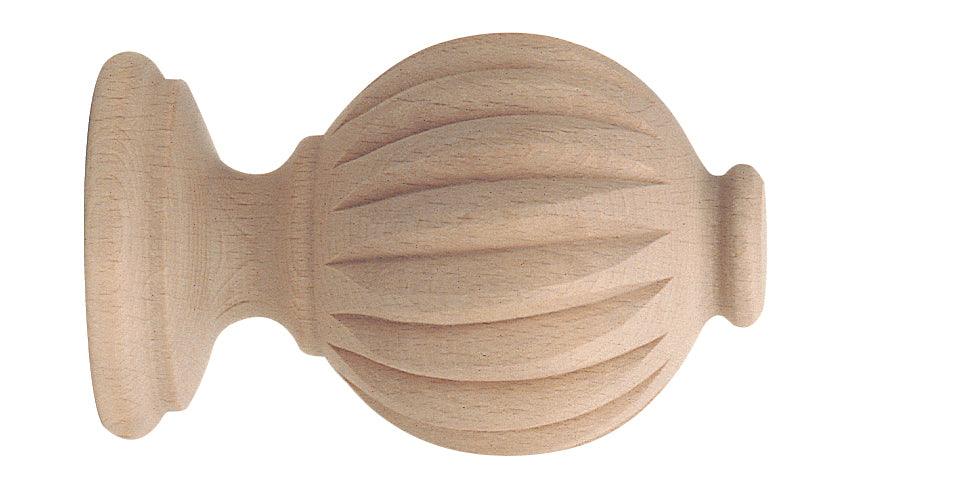 Finial Fluted Ball B 2" - Alan Richard Textiles, LTD Forest Porto 2" Smooth & Reeded Royal Wood