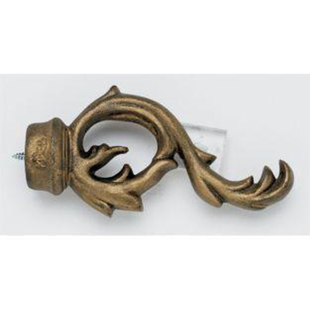 Leaf Scroll Finial With Plug - 801 - Iron Gold - Kirsch Wrought Iron, Kirsch Wrought Iron Finials