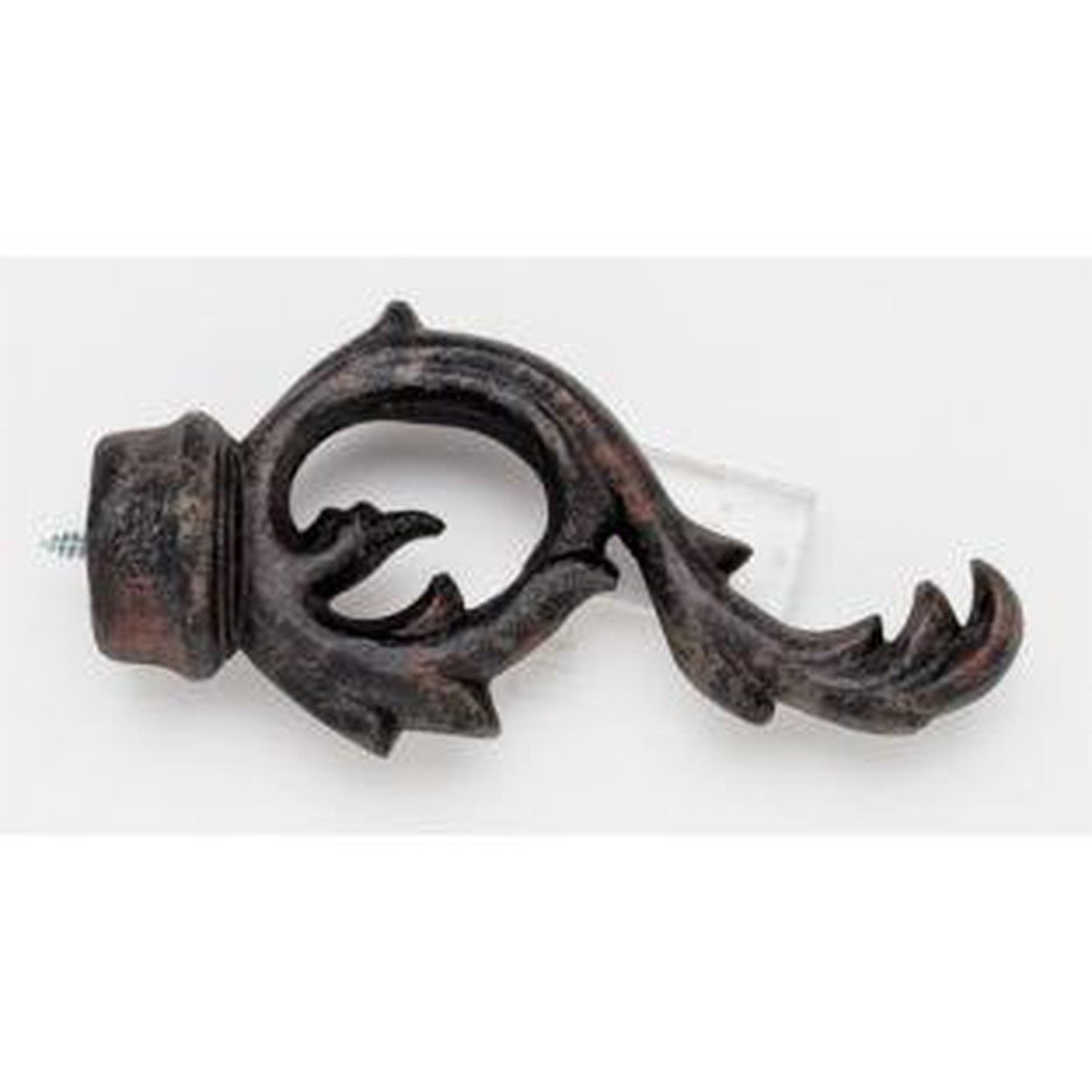 Leaf Scroll Finial With Plug - 802 - Iron Oxide - Alan Richard Textiles, LTD Kirsch Wrought Iron, Kirsch Wrought Iron Finials