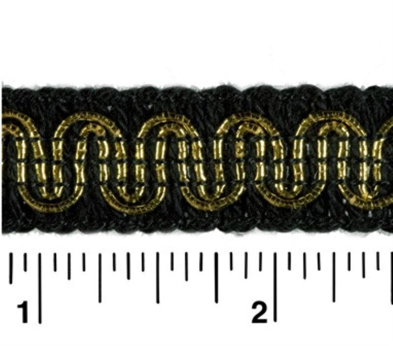 Rayon Scroll Gimp - YG2 Black/Gold Metallic - Conso Scroll Gimp